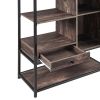 Home Office Bookcase and Bookshelf 5 Tier Display Shelf with Doors and Drawers, Freestanding Multi-functional Decorative Storage Shelving, Vintage Bro