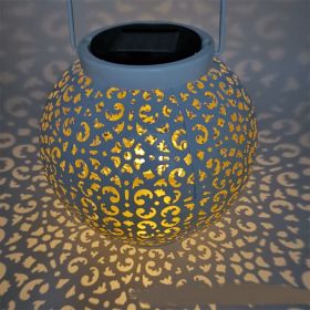 Solar Wrought Iron Hollow Lantern European Style (Color: White)