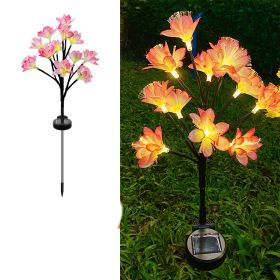 Led Solar Lamp Simulation Camellia Lawn (Color: Pink)