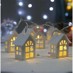 2M 10pcs LED Christmas Tree House Style Fairy Light Led String wedding natal Garland New Year christmas decorations for home (Option: Battery)