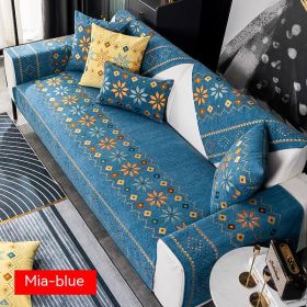 Bohemian Sofa Cushion Four Seasons Universal Chenille Non-slip Cover (Option: Blue-70 √ó 70)