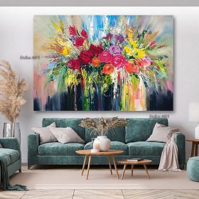 Handmade Hand Painted Wall Art On Canvas Abstract Colorful Vintage Floral Botanical Modern Home Living Room hallway bedroom luxurious decorative paint (size: 50X70cm)