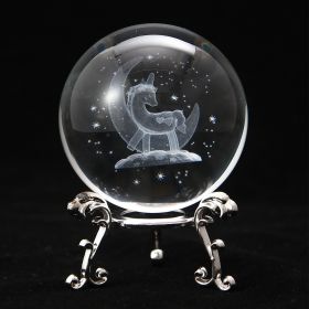 1pc Crystal Ball Art Decoration; Decoration Craft; Crystal Ball Valentine's Day Gifts Birthday Gifts (Color: Unicorn, size: Silver)