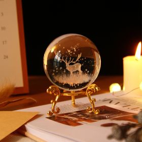 1pc Crystal Ball Art Decoration; Decoration Craft; Crystal Ball Valentine's Day Gifts Birthday Gifts (Color: Deer, size: Gold)