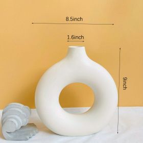 1pc; White Ceramic Vase White Vases For Decor; Modern Home Decor Vase; Boho Vases For Decor; Circle Vase; Round Vase; Donut Vase; Decorative Vase (Color: Ivory White, size: XL)