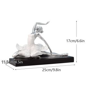 NORTHEUINS Resin Ballet Dancer Figurines for Interior Art Girl Statue Home Living Room Bedroom Entrance Display Decor Accessorie (Color: D Silver)