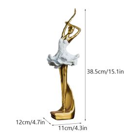 NORTHEUINS Resin Ballet Dancer Figurines for Interior Art Girl Statue Home Living Room Bedroom Entrance Display Decor Accessorie (Color: A Golden)