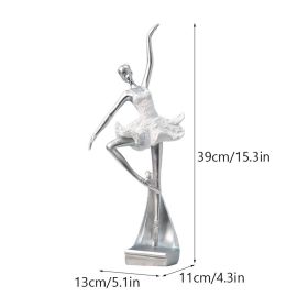 NORTHEUINS Resin Ballet Dancer Figurines for Interior Art Girl Statue Home Living Room Bedroom Entrance Display Decor Accessorie (Color: B Silver)