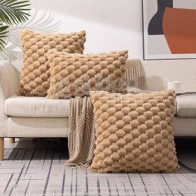 Plush Faux Fur Throw Pillow Covers Plaid Texture Decorative Pillow Case Cushion Cover (Color: brown, size: 50x50cm)