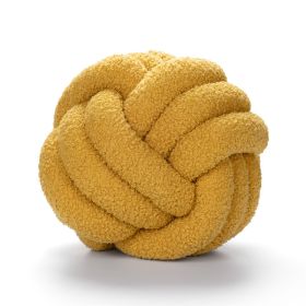 Soft Knot Ball Pillows Throw Knotted Handmade Round Plush Pillow (Color: Yellow, size: 35cm)