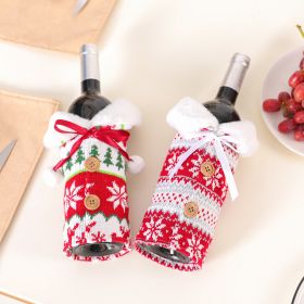 Nordic Knitted Elk Snowflake Wine Bottle Cover Christmas Decoration Fur Ball Wine Bottle Cover Home Supplies (select: snowflake)