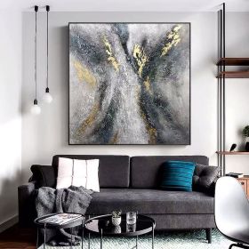 100% Handmade Abstract Oil Painting Top Selling Wall Art Modern Minimalist Blue Picture Canvas Home Decor For Living Room  No Frame (size: 150x150cm)