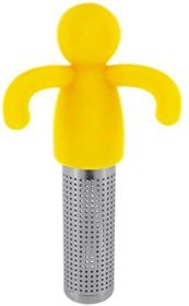 Cute Tea Infuser Man for Loose Tea Stainless Steel Man Shape Loose Leaf Tea Steeper Ball Strainer Non-Toxic Easy to Use and Clean (Color: Yellow)