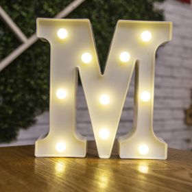 Alphabet Letter LED Lights Luminous Number Lamp Decor Battery Night Light for home Wedding Birthday Christmas party Decoration (Type: M)