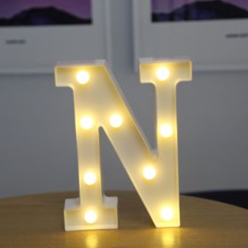 Alphabet Letter LED Lights Luminous Number Lamp Decor Battery Night Light for home Wedding Birthday Christmas party Decoration (Type: N)