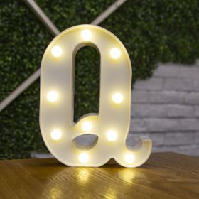 Alphabet Letter LED Lights Luminous Number Lamp Decor Battery Night Light for home Wedding Birthday Christmas party Decoration (Type: Q)