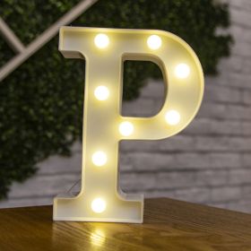 Alphabet Letter LED Lights Luminous Number Lamp Decor Battery Night Light for home Wedding Birthday Christmas party Decoration (Type: P)