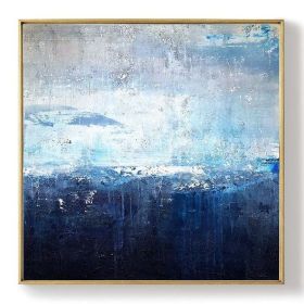 Deep Blue Sea Abstract Art Sky Landscape Painting,Sea Level Abstract Oil Painting,Abstract Oil Painting,Large Wall Sea Painting (size: 70x70cm)