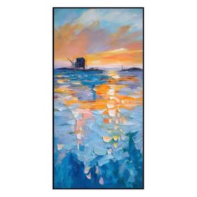 Oil Painting On Canvas Sunset Landscape Poster Wall Art Pictures For Living Room Decorative Entrance Painting Modern Home Decor (size: 40x80cm)