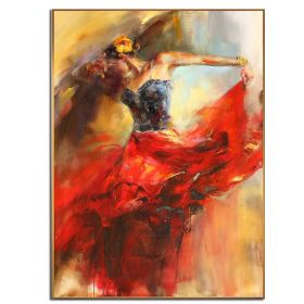 Ha's Art 100% Hand Painted Abstract Oil Painting Wall Art Modern Beautiful Dancing Girl Picture Canvas Home Decor For Living Room Bedroom No Frame (size: 70x140cm)