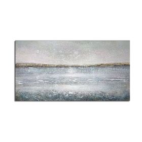The Modern Sea View Blue Wall Art Canvas Hand Painted Sunny Abstract Painting Wall Picture for Home Office Decorations No Frame (size: 50x100cm)