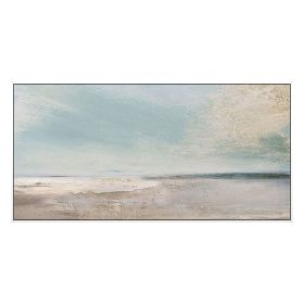 Blue Sky and Sea Beach Landscape Posters and Handmade Canvas Painting Wall Art Picture for Living Room Decor Salon No Frame (size: 75x150cm)