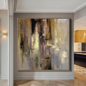 Large Original Hand Painted Abstract Modern Golden Oil Paintings On Canvas Wall Art Entryway Living Room Home Decor No Frame (size: 100x100cm)