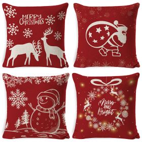 Christmas Pillow Covers, 4PCS Winter Holiday Decorations Xmas Rustic Throw Pillowcase (Color: color4)