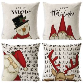 Christmas Pillow Covers, 4PCS Winter Holiday Decorations Xmas Rustic Throw Pillowcase (Color: color3)