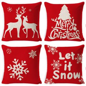 Christmas Pillow Covers, 4PCS Winter Holiday Decorations Xmas Rustic Throw Pillowcase (Color: color1)