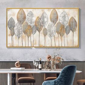 Hand Painted Thick Textured Abstract Gold Foil Oil Painting on Canvas Oil Modern Painting Fine Art Picture No Frame (size: 70x140cm)