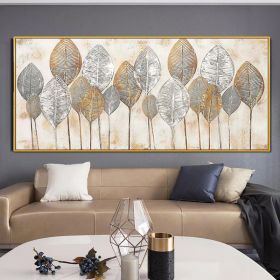 Hand Painted Thick Textured Abstract Gold Foil Oil Painting on Canvas Oil Modern Painting Fine Art Picture No Frame (size: 80x160cm)