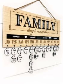 FAMILY Days to Remember Calendar Sign in Oak & Black, Family Birthdays & Heaven Days Board Plain Circles (Style: 40 PLAIN Circles & Calendar)
