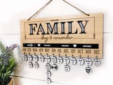 FAMILY Days to Remember Calendar Sign in Oak & Black, Family Birthdays & Heaven Days Board Plain Circles (Style: 20 PLAIN Circles & Calendar)
