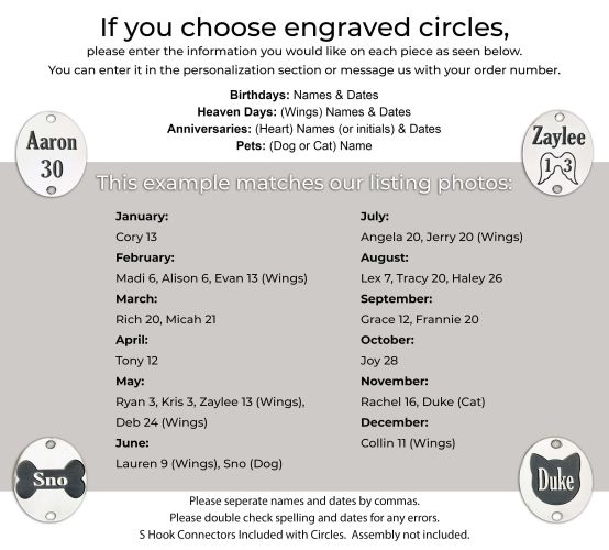 FAMILY Days to Remember Calendar Sign in Oak & Black, Family Birthdays & Heaven Days Board Plain Circles