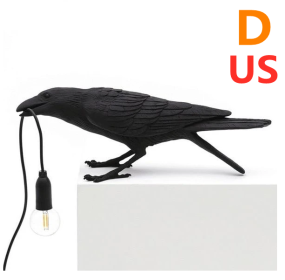 Creative Auspicious Bird Resin Wall Lamp Decoration (Style-Model: D-US, Color: Black)