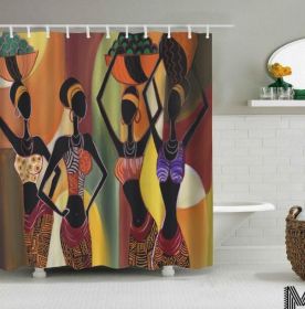 Art Design Graffiti Art Hip Hop African Girl with Black Hair Big Earring with Modern Building Shower Curtain for Bathroom Decor (Style: O, size: 180X180)