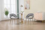 COOLMORE Accent Chairs Set of 2, Velvet Side Chairs with Gold Legs, Mid-Century Upholstered Dining Chairs for Living Room, Kitchen, Bedroom, Beauty Ro