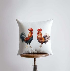 Watercolor Roosters | Gifts | Brid Prints | Bird Decor |Accent Pillow Covers | Throw Pillow Covers | Pillow | Room Decor | Bedroom Decor (Cover & Insert: Cover only, Dimensions: 10x10)