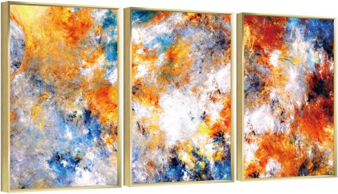 Framed Canvas Wall ArtOil Paintings Impressionism Aesthetic Prints Canvas Paintings for Living Room Bedroom Office Home; 3 Panels (GOLD: 12*16)