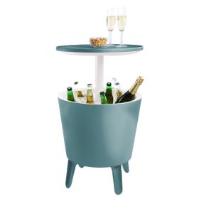 7.5 Gallon Modern Cool Bar Outdoor Patio Furniture With Wine Cooler (Color: Teal, Type: Beverage Cooler Bar Table)