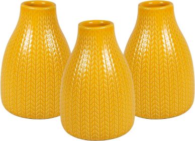 Vase Set of 3, Decorative Ceramic Vase, Vase for Decor Home Living Room Office Parties Wedding, 3.7" Wide 5.5" Tall (Color: Sunflower)