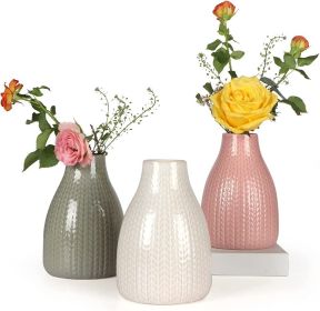 Vase Set of 3, Decorative Ceramic Vase, Vase for Decor Home Living Room Office Parties Wedding, 3.7" Wide 5.5" Tall (Color: Morandi)
