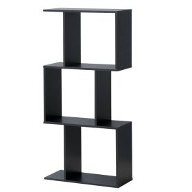 2/3/4 Tiers Wooden S-Shaped Bookcase for Living Room Bedroom Office (size: 3tier)