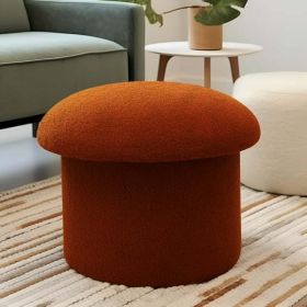 Boucle Mushroom Upholstered Storage Ottoman, Cream (Color: Terracotta)