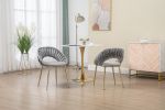 COOLMORE Accent Chairs Set of 2, Velvet Side Chairs with Gold Legs, Mid-Century Upholstered Dining Chairs for Living Room, Kitchen, Bedroom, Beauty Ro