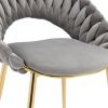 COOLMORE Accent Chairs Set of 2, Velvet Side Chairs with Gold Legs, Mid-Century Upholstered Dining Chairs for Living Room, Kitchen, Bedroom, Beauty Ro