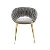 COOLMORE Accent Chairs Set of 2, Velvet Side Chairs with Gold Legs, Mid-Century Upholstered Dining Chairs for Living Room, Kitchen, Bedroom, Beauty Ro