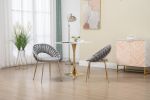 COOLMORE Accent Chairs Set of 2, Velvet Side Chairs with Gold Legs, Mid-Century Upholstered Dining Chairs for Living Room, Kitchen, Bedroom, Beauty Ro