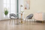 COOLMORE Accent Chairs Set of 2, Velvet Side Chairs with Gold Legs, Mid-Century Upholstered Dining Chairs for Living Room, Kitchen, Bedroom, Beauty Ro